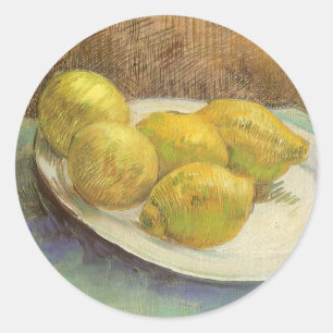 Pegatina Redonda Vincent van Gogh - Bodegón Limones en un Plato