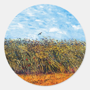 Pegatina Redonda Vincent Van Gogh - Campo de trigo con una alondra