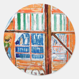 Pegatina Redonda Vincent Van Gogh - Carnicería vista desde una vent