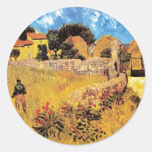 Pegatina Redonda Vincent Van Gogh - Casa de campo en Provenza Arte 