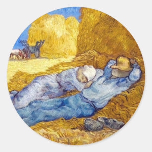 Pegatina Redonda Vincent Van Gogh - Descanso del mediodía del traba