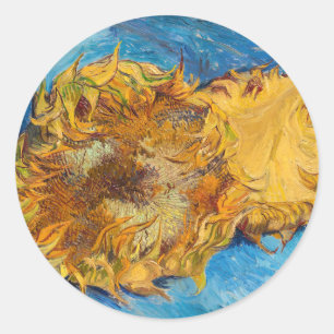 Pegatina Redonda Vincent van Gogh - Dos girasoles cortados