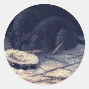 Pegatina Redonda Vincent Van Gogh - Dos Ratas - Rat Lover Arte Fino