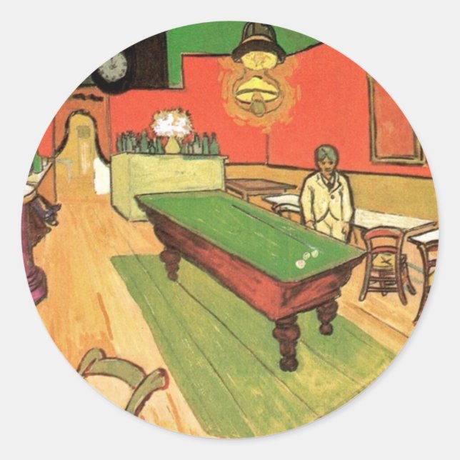 Pegatina Redonda Vincent Van Gogh - El Café Nocturno En Arles (Anverso)