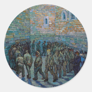 Pegatina Redonda Vincent van Gogh - El patio de la prisión