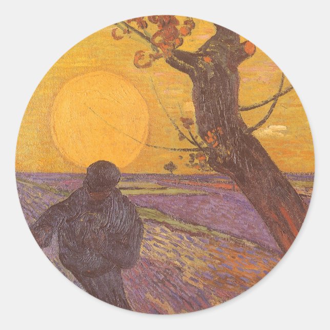 Pegatina Redonda Vincent van Gogh - El sembrador (Anverso)