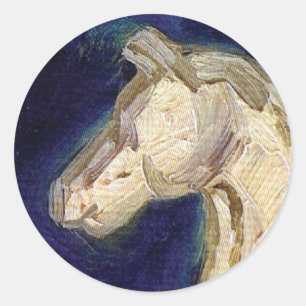 Pegatina Redonda Vincent Van Gogh - Estatuilla De Tiro De Caballo