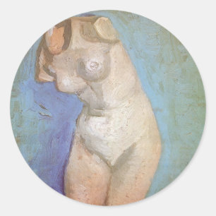 Pegatina Redonda Vincent van Gogh - Estatuilla de yeso torso femeni