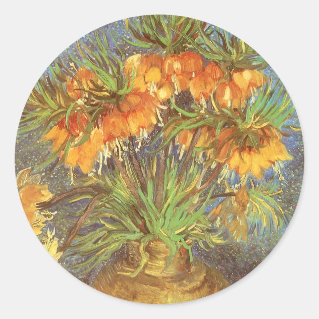 Pegatina Redonda Vincent van Gogh - Fritillaries en una vesícula de (Anverso)