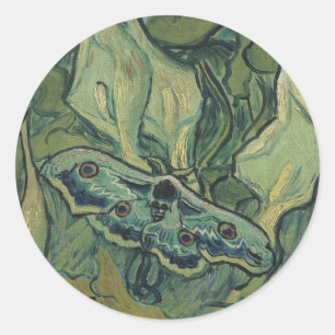 Pegatina Redonda Vincent van Gogh - Gran Mariposa Pavo Real