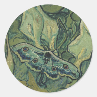 Pegatina Redonda Vincent van Gogh - Gran Mariposa Pavo Real
