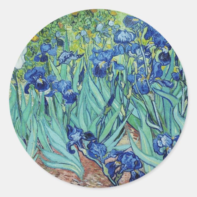 Pegatina Redonda Vincent van Gogh Irises (Anverso)