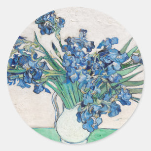 Pegatina Redonda Vincent Van Gogh. Irlandeses. Floral impresionista