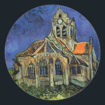 Pegatina Redonda Vincent van Gogh - La Iglesia de Auvers<br><div class="desc">La Iglesia de Auvers (1890) de Vincent van Gogh es una pintura religiosa de la arquitectura del arte del arte de la época del Impresionismo. Una mujer camina por un camino hacia la capilla del pueblo con hermosas vidrieras. Una escena de la arquitectura de la vida cotidiana. Sobre el artista:...</div>