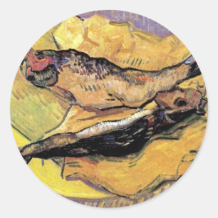Pegatina Redonda Vincent Van Gogh - Naturaleza Muerta Bloaters Arte