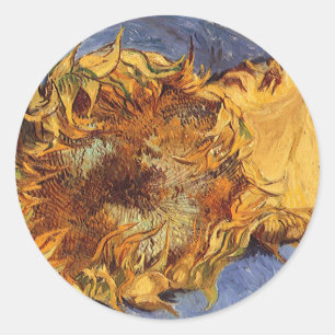Pegatina Redonda Vincent van Gogh - Naturaleza muerta: Dos girasole
