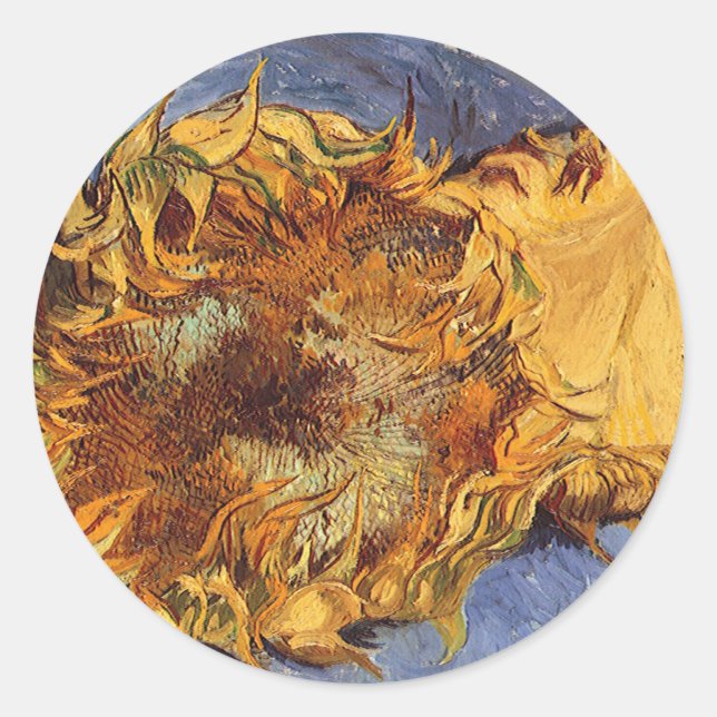 Pegatina Redonda Vincent van Gogh - Naturaleza muerta: Dos girasole (Anverso)