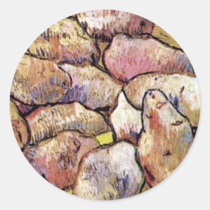 Pegatina Redonda Vincent Van Gogh - Naturaleza Muerta Patatas Arte