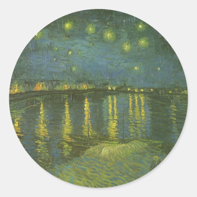 Pegatina Redonda Vincent van Gogh - Noche estrellada sobre el Ródan (Anverso)
