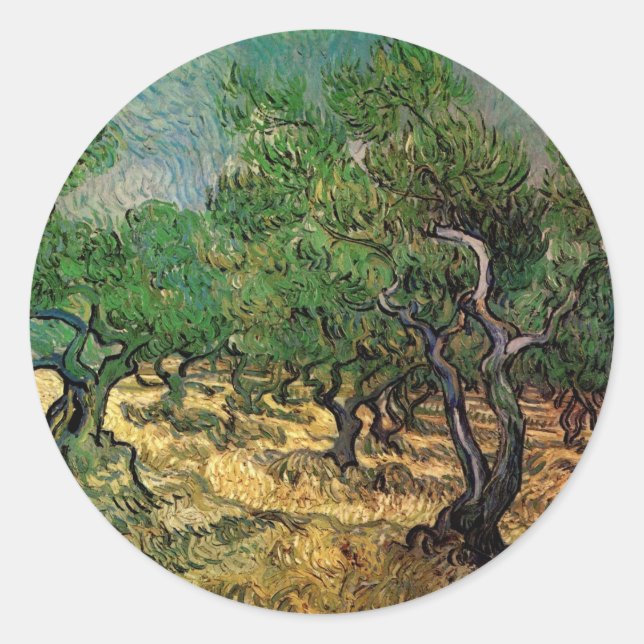 Pegatina Redonda Vincent van Gogh - Olive Grove (Anverso)