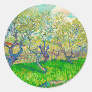 Pegatina Redonda Vincent van Gogh Orchard en Blossom