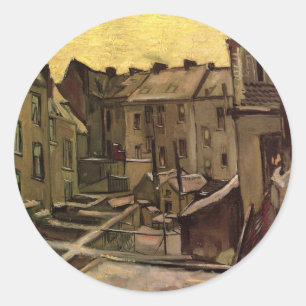 Pegatina Redonda Vincent van Gogh, Patios de casas antiguas, Ambere