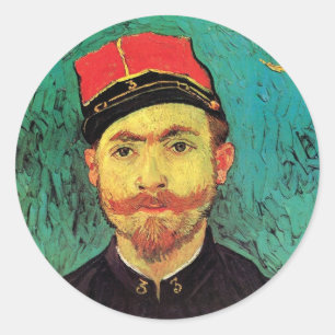 Pegatina Redonda Vincent Van Gogh - Retrato de Milliet - Arte Fino