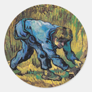 Pegatina Redonda Vincent Van Gogh - Segador con hoz - Arte fino
