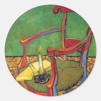 Pegatina Redonda Vincent Van Gogh - Silla de Paul Gauguin