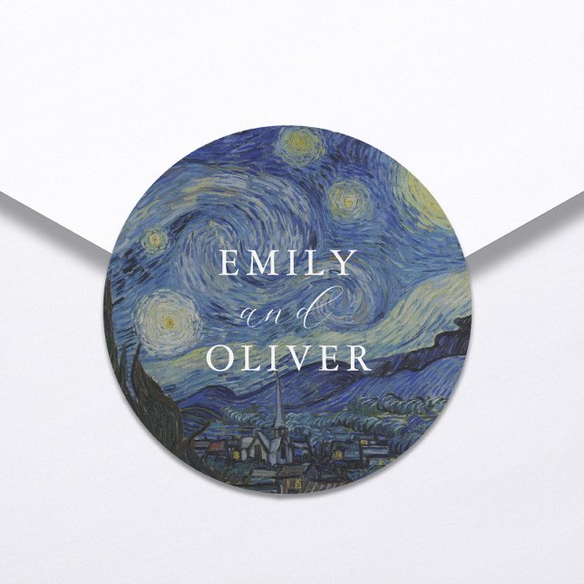 Pegatina Redonda Vincent Van Gogh Starry Night Boda (Subido por el creador)