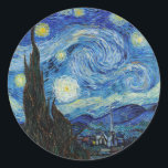Pegatina Redonda Vincent Van Gogh Starry Night Vintage Bella Artes<br><div class="desc">Vincent Van Gogh Starry Night Vintage Bella Artes Round Pegatina</div>