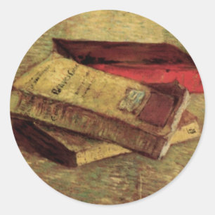 Pegatina Redonda Vincent van Gogh - Vida fija con tres libros