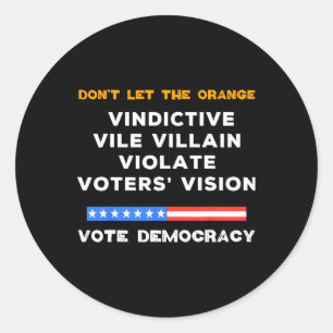 Pegatina Redonda Vindicativo villano viola visión de voto de Kamala