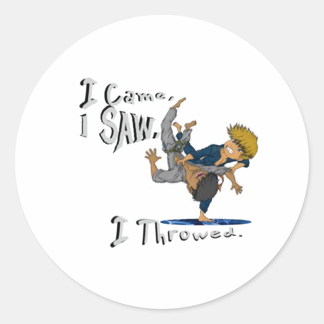 Pegatina Redonda Vine, Vi, Arrojé. (Anverso)