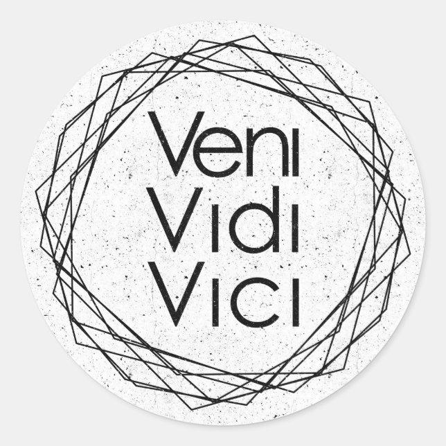 Pegatina Redonda Vine, Vi, Conquisté "Veni, Vidi, Vici" (Anverso)