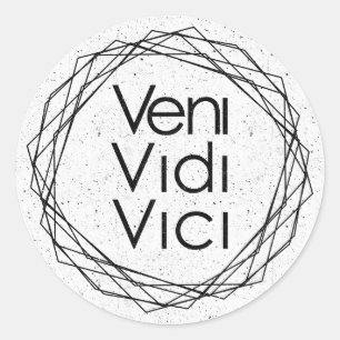 Pegatina Redonda Vine, Vi, Conquisté "Veni, Vidi, Vici"