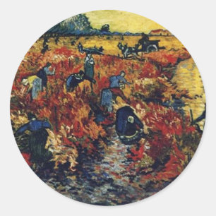 Pegatina Redonda Viñedo Rojo, Van Gogh, 1888
