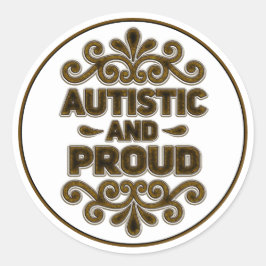 Pegatina Redonda Viñeta autista y orgullosa