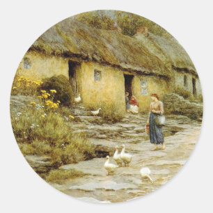 Pegatina Redonda Viñeta Helen Allingham