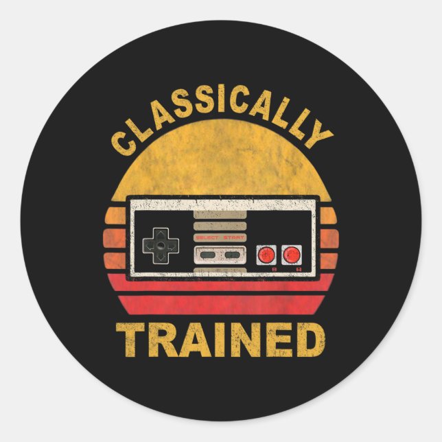 Pegatina Redonda Viñeta retro de juego con problemas 2 (Anverso)