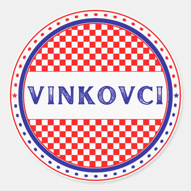 Pegatina Redonda Vinkovci City Pride Emblem – Croatian Identity (Anverso)