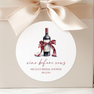 Pegatina Redonda Vino Antes de los Votos Botella de Vino Tinto Arco