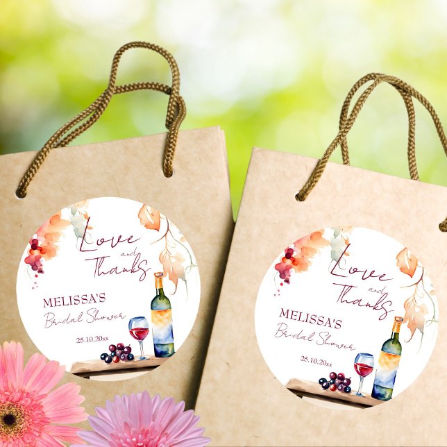 Pegatina Redonda Vino antes de vales bodega ducha de novia favores (Vino before vows winery bridal shower favors thank you favor sticker )
