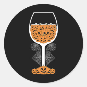 Pegatina Redonda Vino de calabaza Gl Spider Costume web Fácil Hallo