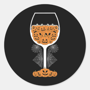 Pegatina Redonda Vino de calabaza Gl Spider Costume web Fácil Hallo