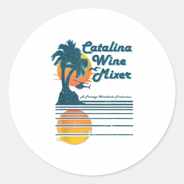 Pegatina Redonda Vino de la isla Catalina y batidor de palma TShirt (Anverso)