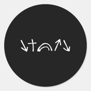 Pegatina Redonda Vino Que Murió, Rosa, Ascendió Que Venía.