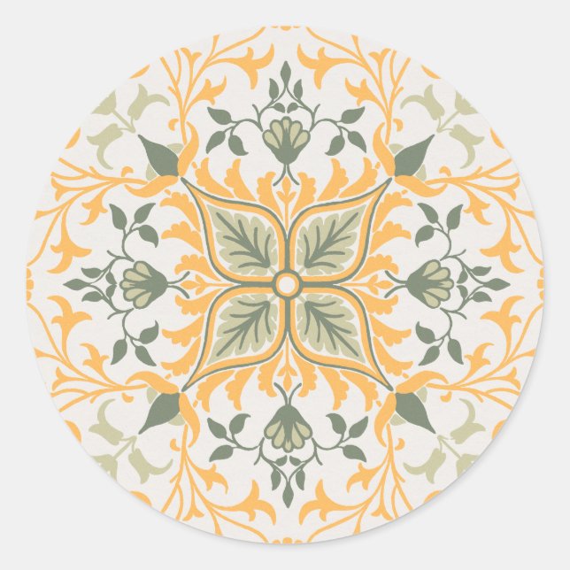 Pegatina Redonda Vinos florales venosos decorativos (Anverso)