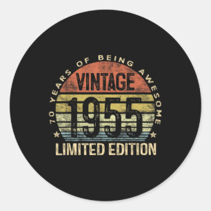 Pegatina Redonda Vintage 1955 Limited Edition Regalos de 70 años 70