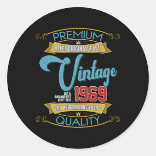 Pegatina Redonda Vintage 1969 Retro Lover Graciosa Idea de regalo d